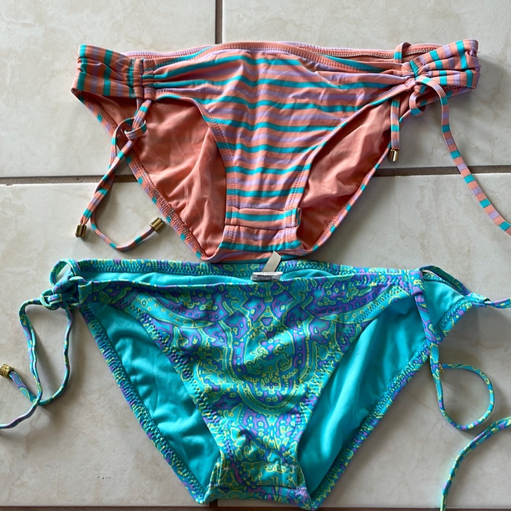 Cremieux two bottom bikini size large great colors to add solid bikini top to